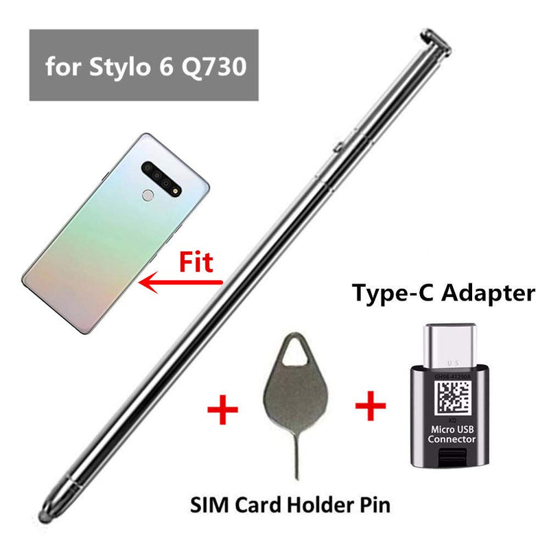 [Australia - AusPower] - BSDTECH Stylo 6 Stylus Pen,Touch Stylus Pen Replacement for LG Stylo 6 Q730AM Q730VS Q730MS Q730PS Q730CS Q730MA LCD Stylus Pen with Type-c Adapter+Eject Pin (White Phone Pen) 