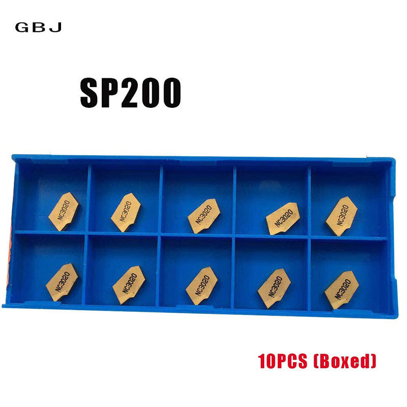 [Australia - AusPower] - GBJ 10pcs SP200 GTN-2 Grooving Cut-Off Carbide Inserts for SPB26-2 SPB32-2 Blade Grooving Slotting Tool Cut Off Plate Tool 