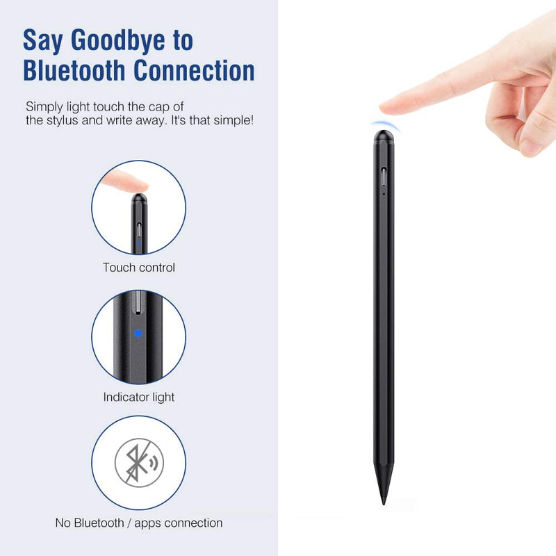 [Australia - AusPower] - MoKo Stylus Pen with Palm Rejection Active Stylus Pencil Rechargeable fit Apple 2021 iPad Mini 6th Generation, iPad 8th/9th Gen 2021 iPad Pro 11/12.9 Inch (2018-2021),iPad Air 4th, iPad 6/7th - Black 