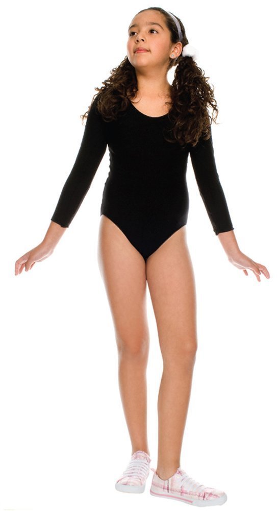 [Australia - AusPower] - ToBeInStyle Girl's Long Sleeve Bikini Leotard Layering Bodysuit Snap Crotch Closure X-Large (Age:12-24, Weight: 57-63 Lbs) Black 