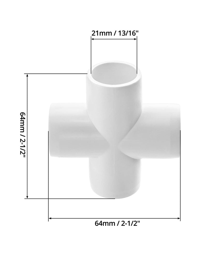 [Australia - AusPower] - QWORK 4 Way 1/2" Cross PVC Fitting, 10 Pack PVC Fitting Connector, Furniture Grade, for Building Furniture and PVC Structures, White 1/2 Inch 4 Way Cross 