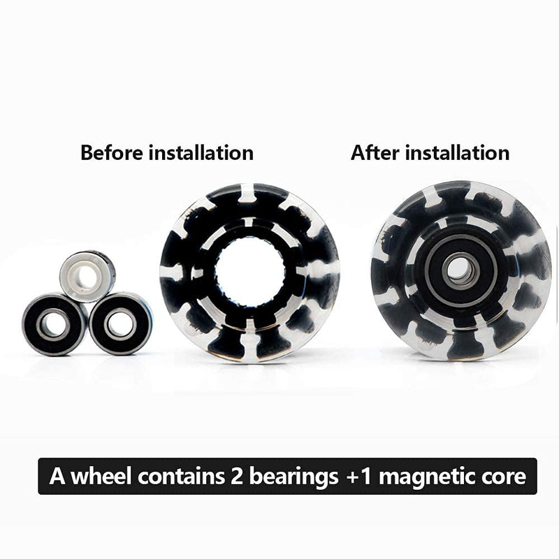 [Australia - AusPower] - Nezylaf 4 Piece Light up Roller Skate Wheels, Luminous Skate Wheels with Bearings Installed for Indoor or Outdoor Double Row Skating and Skateboard Accessories 32 x 58 mm 78A Black 