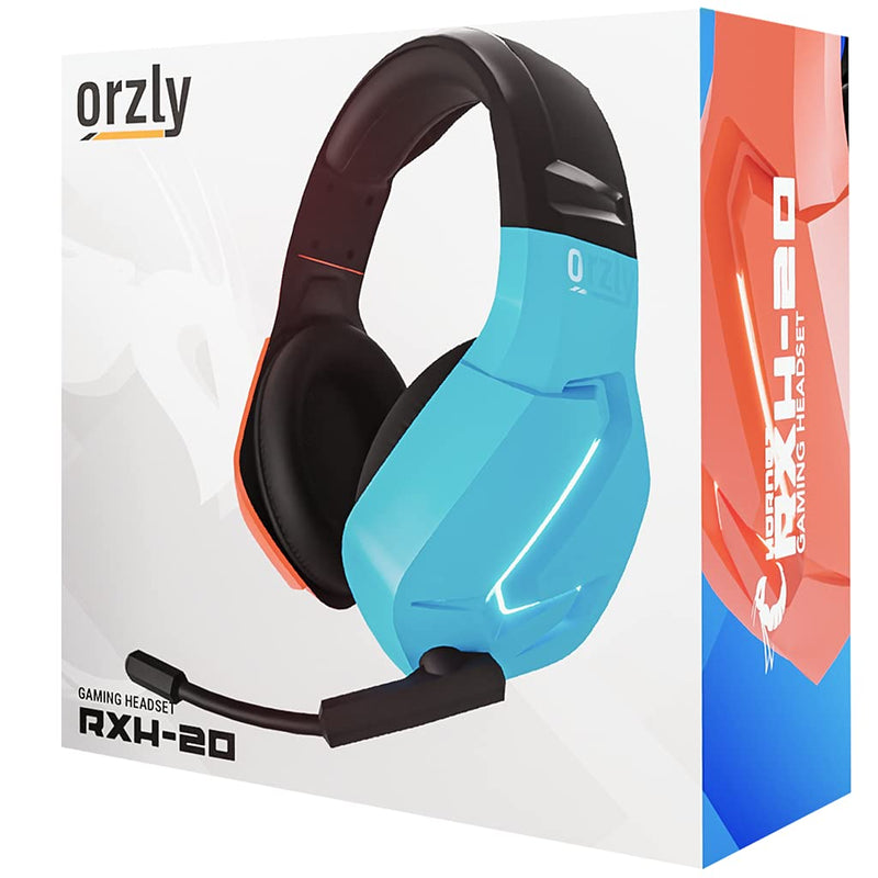 [Australia - AusPower] - Orzly Gaming Headset (Red/Blue) with Mic Compatible for Nintendo Switch OLED and Lite Joycon Color Match with Led Light Microphone & Remote - Hornet RXH-20 Tanami Edition Red/Blue 