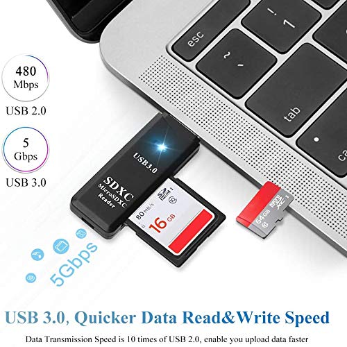 [Australia - AusPower] - CFIKTE USB Card Reader，2 in 1 USB 3.0 HighSpeed Memory Card Reader Adapter for Micro SD, Micro SDHC, Micro SDXC, TF, SD Card, SDHC, SDXC, Dual Slots Hub,Up to 5Gbps Write and Read Speed (2 Pack) 2 PACK 