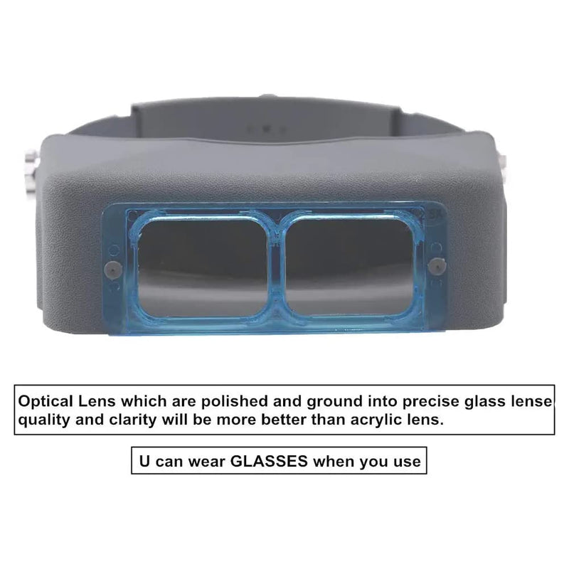 [Australia - AusPower] - Headband Magnifier Double Lens Head-Mounted Reading Magnifier Loupe Jewelry Visor Opitcal Glass Binocular Magnifier with Lens Magnification-1.5X 2X 2.5X 3.5X 1.5x-3.5x Optical Glass 