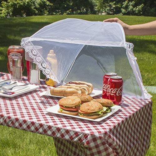 [Australia - AusPower] - Lauon Food Cover Mesh Food Tent, 17"x17", 6 Pack, White Nylon Covers, Pop-Up Umbrella Screen Tents, Patio Bug Net for Outdoor Camping, Picnics, Parties, BBQ, Collapsible and Reusable 