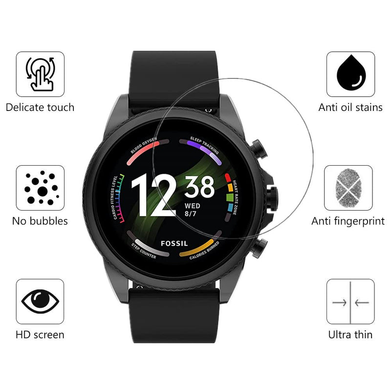 [Australia - AusPower] - VIESUP for Fossil Gen 6 44mm Screen Protector Tempered Glass - [2PACK] High Clear Classic Anti Shock & Scratch Military Grade Screen Protective Film for Fossil Gen 6 44mm Smartwatch 