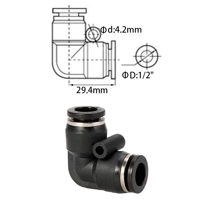 [Australia - AusPower] - Jienk 10PCS Pneumatic Union Elbow Push to Connect Fittings, PBT Plastic 90 Degree 1/2"x 1/2" Tube OD Quick Connector for Air Compressor Air Brake Shop Air 1/2"x 1/2" 