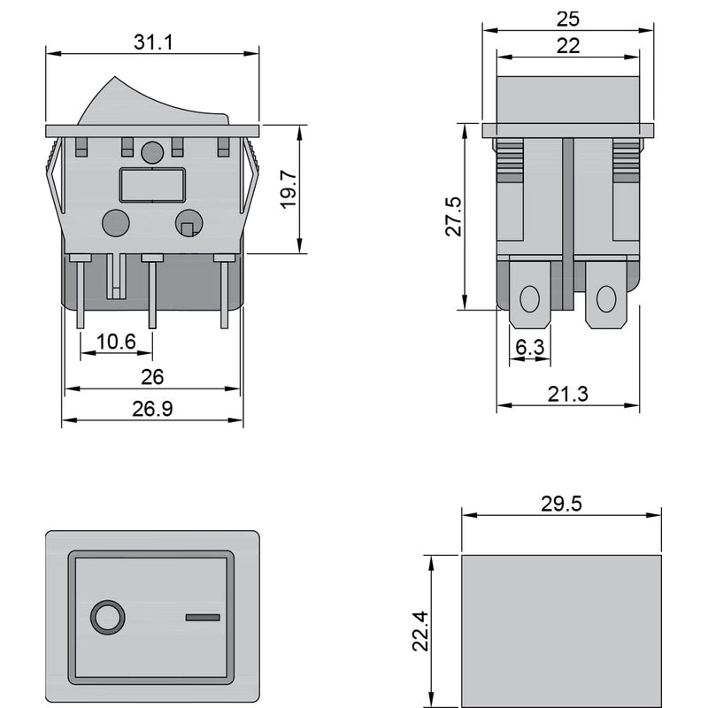 [Australia - AusPower] - Fielect 1Pcs KCD4 ON/Off Boat Rocker Switch 6Pin 250V/16A 125V/20A Car Boat Black Rocker Switch Toggle 1Pcs Black 