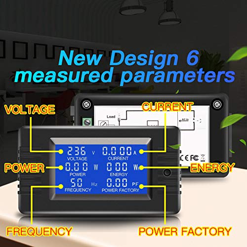 [Australia - AusPower] - AC Current Voltage Amperage Power Energy Panel Meter LCD Digital Display Ammeter Voltmeter Multimeter with Split Core Current Transformer CT AC 80-260V 100A Multi-Function Power Monitor AC 100A Meter(Split Core Transformer) 