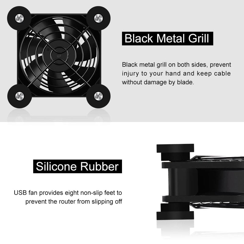 [Australia - AusPower] - NewHail 2PCS 80mm Mini USB Fan Computer Fan Multi-Speed Control, Reduction Heat for Router, Game Console,Xbox, TV Box, Recipient, Modem, DVR, Playstation, AV-Cabin 