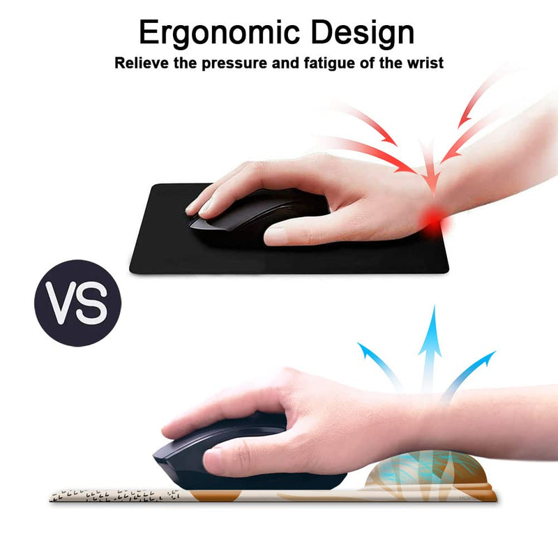 [Australia - AusPower] - Mouse Pad with Wrist Support, Non Slip Mousepad Wrist Rest for Office, Computer, Laptop & Mac- Durable & Comfortable & Lightweight Ergonomic Support Mouse Mat Abstract Plants Abstract Art 4 