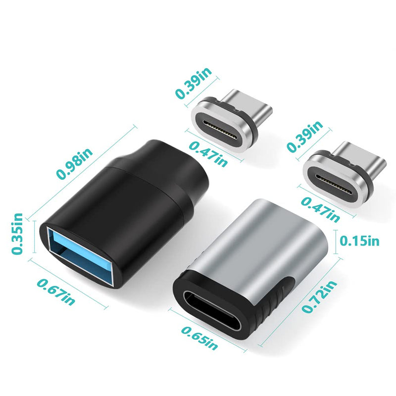 [Australia - AusPower] - USB C Magnetic Adapter Straight 24 Pins + USB C to USB Adapter Magnetic C Connector Support Data Transfer Compatible with MacBook Pro/Air/ Type C Devices 