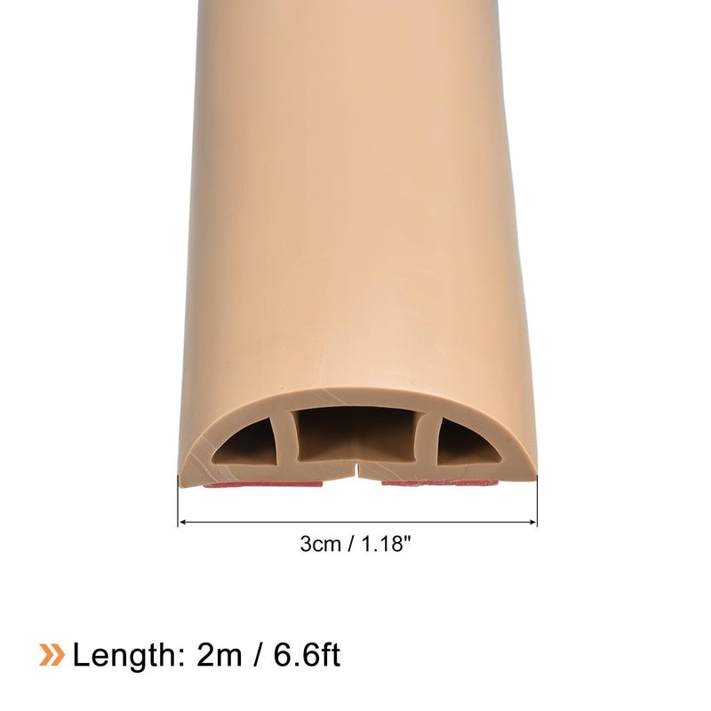 [Australia - AusPower] - uxcell D30 6.6ft Floor Cord Cover, PVC Cord Cover Floor, Wire Cover for Extension Cords, Protect Wires & Prevent Cable Trips, Hole Width: 0.39", Brown 