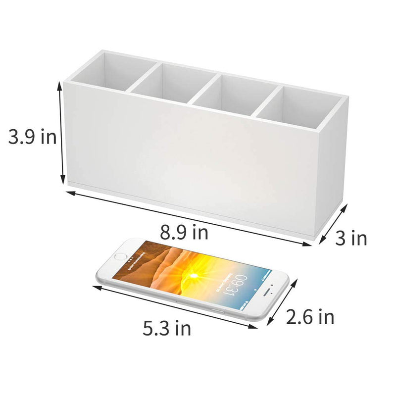[Australia - AusPower] - NIUBEE Acrylic Pen Holder 4 Compartments, White Pencil Organizer Cup for Countertop Desk Accessory Storage (White) 4 Cube 