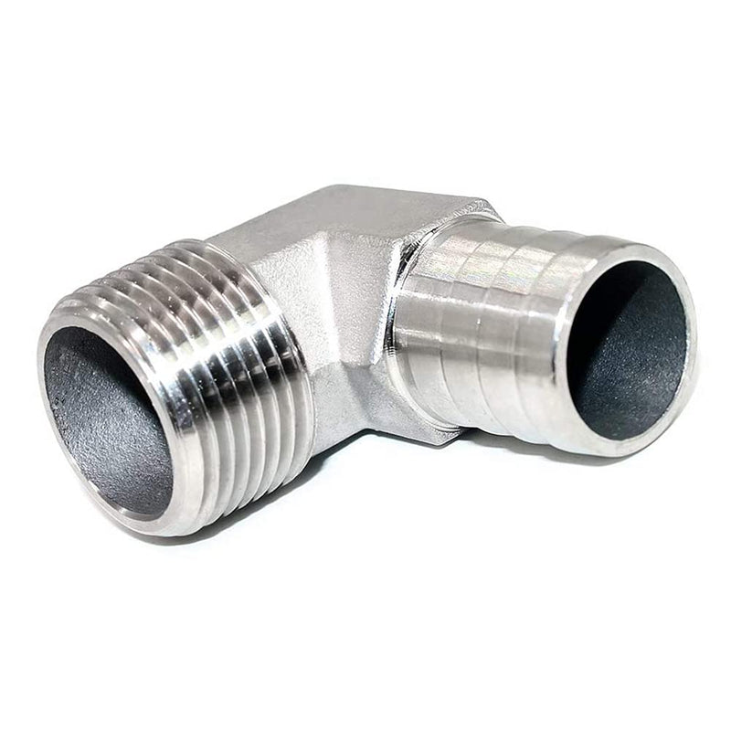 [Australia - AusPower] - Joywayus Stainless Steel Hose Fitting 90 Degree Elbow 1" Barb x 1" NPT Male Pipe Water/Fuel/Air 