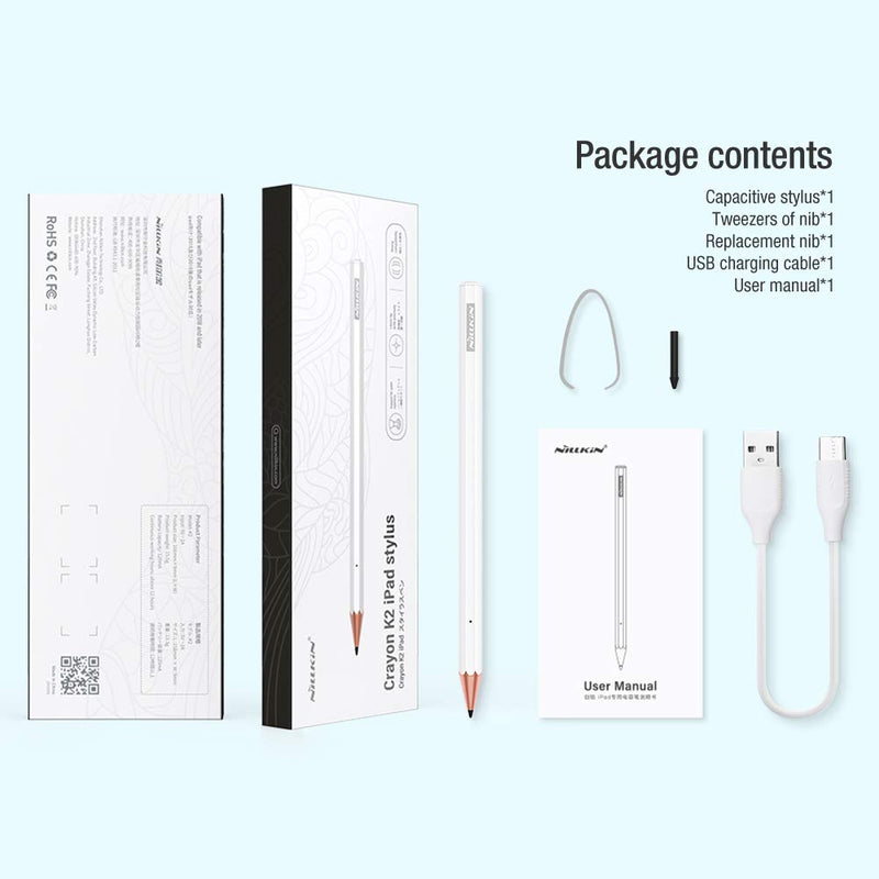 [Australia - AusPower] - Nillkin Stylus pens for iPad, Active Pencil for iPad with Palm Rejection iPad Pencil, Compatible with 2018-2020 for iPad Pro, iPad 8th/7th/iPad Air 3rd 11/12.9 Pen for iPad with Gift Pencil Grip Tips 