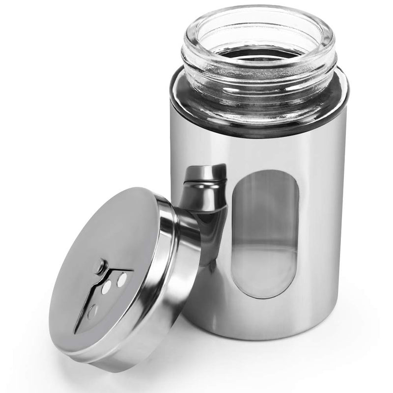 [Australia - AusPower] - Accmor 2pcs Salt and Pepper Shakers,Stainless Steel Shaker for Salt Powder Sugar Cinnamon Pepper, Spice Dispenser with Adjustable Pour Holes,Silver Silver 
