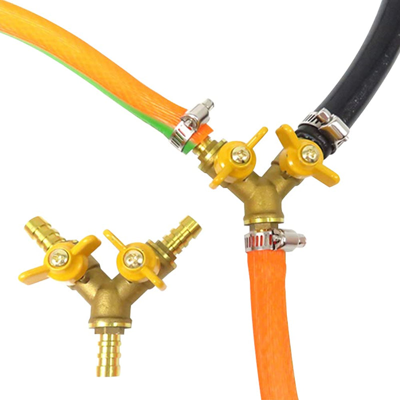 [Australia - AusPower] - Joywayus 3/8" ID Hose Barb, Y Shaped Type 3 Way Brass Shut Off Ball Valve Fitting Large Flow Upgraded Version AY3/8L 