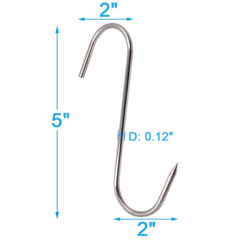 [Australia - AusPower] - RJWKAZ Meat Hooks S Hooks Stainless Steel Poultry Hook BBQ Grill Cooking Smoker Hook Tool (5 Inch-6 Pack) 5 Inch-6 Pack 