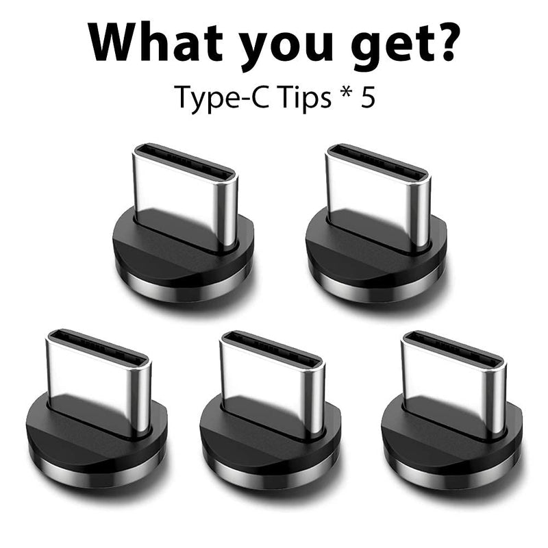 [Australia - AusPower] - Magnetic Connector Tips Head for Type C Android Devices (5 Pack), Terasako Magnetic Phone Cable Adapter for Samsung Galaxy S8 S8 Plus, Google Pixel/Pixel XL, Nexus 6P/5X, OnePlus 