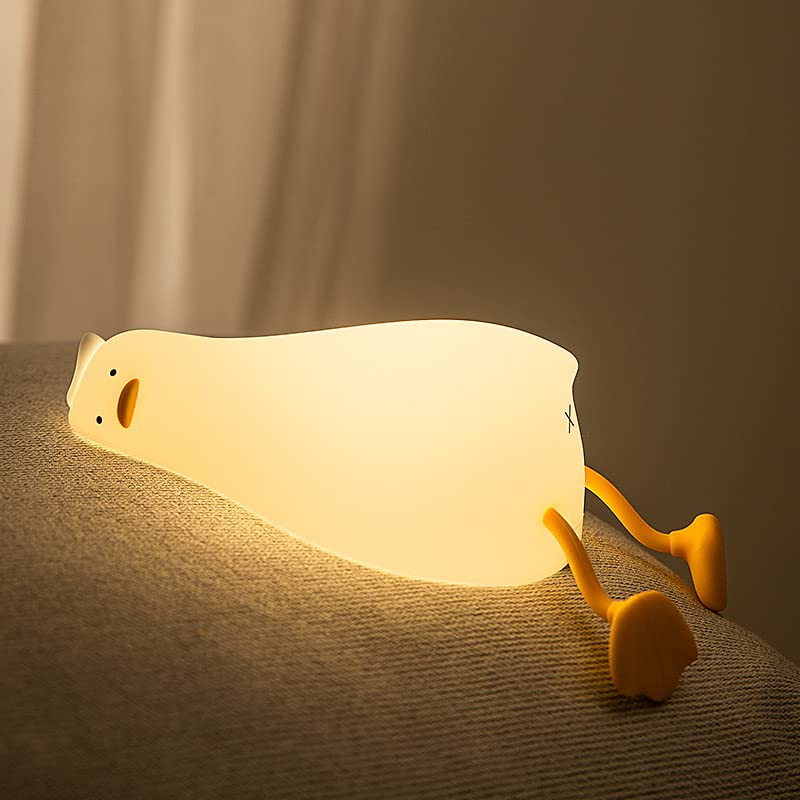 [Australia - AusPower] - ATCTBOGFS Cute Duck Lamp, Fun Lying Flat Duck Night Light,LED Squishy Animal Novelty Lamp,Light up Duck for Kids Great Gift,3 Level Dimmable Nursery Nightlight Rechargeable Touch Lamp (Duck Lamp) Yellow 