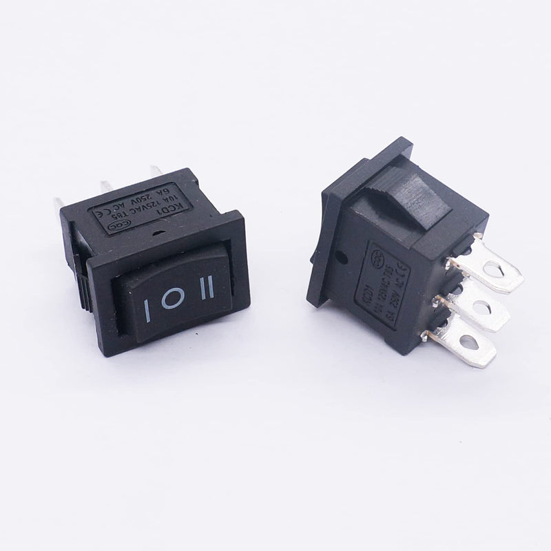 [Australia - AusPower] - Twidec/6Pcs Rocker Switch 3 Pins 3 Position ON/Off/ON AC 6A/125V 10A/250V SPDT Car Boat Black Rocker Switch Toggle（Quality Assurance for 1 Years）KCD1-2-103 