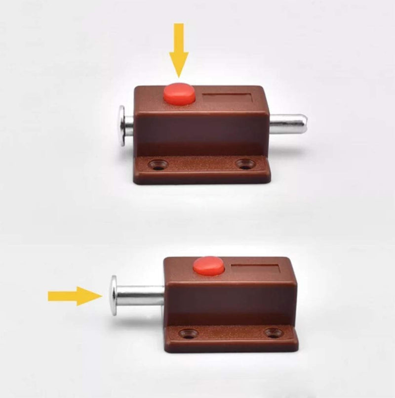 [Australia - AusPower] - 4 Piece Window Cabinet Button Spring Loaded Automatic Door Latch Lock Furniture Cabinet Drawer Door Bolt with Spring Button 
