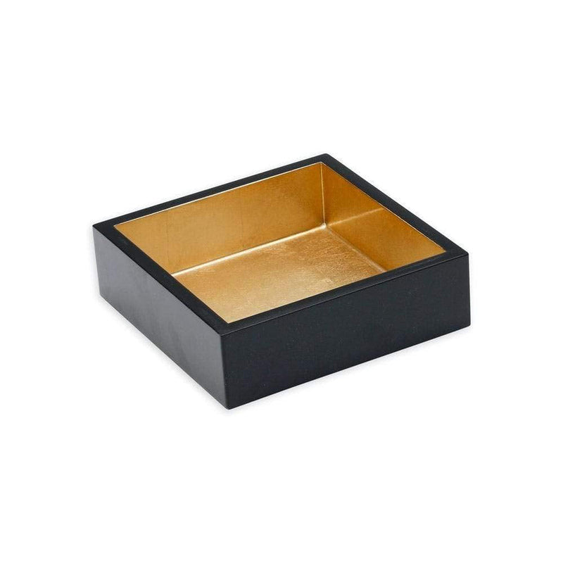 [Australia - AusPower] - Caspari Lacquer Cocktail Napkin Holder in Black & Gold, 1 Each 