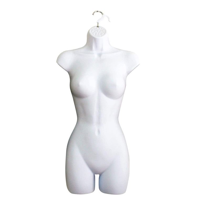 [Australia - AusPower] - White Female Mannequin Hip Long Hollow Back Body Torso Dress Form & Hanging Hook, S-M Sizes (1) 1 
