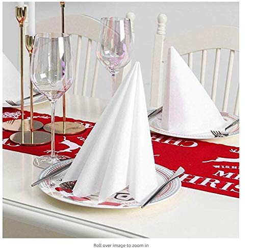 [Australia - AusPower] - LEKOCH Disposable Guest Towel Linen Feel White Weddings Napkin,Air-laid Napkins, Paper Hand Towels for Valentine's Day,Weddings, Kitchen, Parties 16" x 16" (50 Pack) 