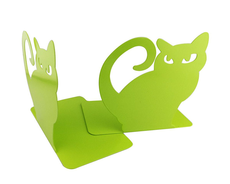 [Australia - AusPower] - Winterworm Cute Vivid Lovely Persian Cat Nonskid Thickening Iron Metal Bookends Book Organizer for Library School Office Home Study Desk Organizer (Green) Green 