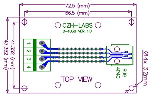 [Australia - AusPower] - Electronics-Salon RJ9 4P4C DIN Rail Mount Interface Module, Vertical Jack. 