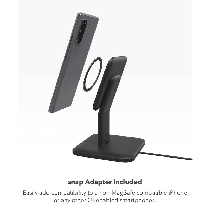[Australia - AusPower] - mophie - 15W Wireless Charging Stand Compatible with snap and MagSafe for Smartphones, iPhone, Google Pixel, Samsung Galaxy, Qi-Enabled Devices 