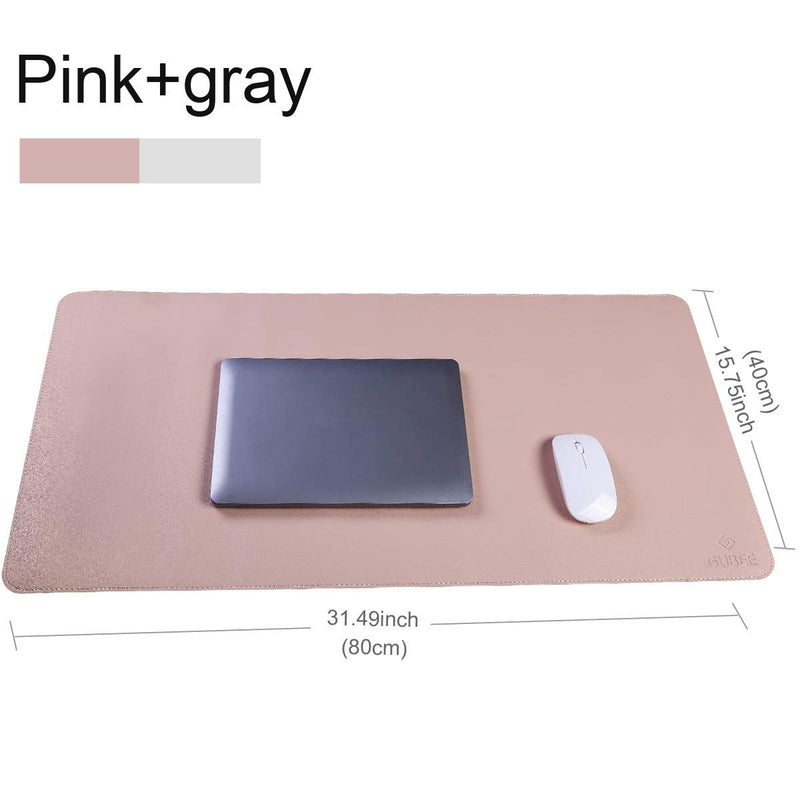 [Australia - AusPower] - GUBEE PU Leather Multifunctional Office Desk Pad Mat,Waterproof Non-Slip Anti-Dirty Mouse Pad Mat for Office and Home,Travel,Large Size 31.5x15.75x0.08inch (Pink) Pink 