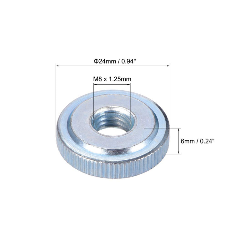 [Australia - AusPower] - uxcell Round Knurled Thumb Nuts Conector Lock Adjusting Nuts, M8 Female Threaded Thin Type, Blue Zinc Plating, Pack of 5 