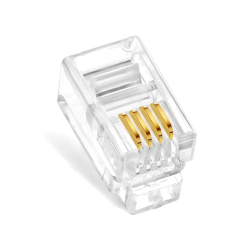 [Australia - AusPower] - NECABLES (20 Pack) 3 Prong Telephone Modular Plug RJ9/RJ10/RJ22 4P4C Connector for Phone Handset Cord (Compatible with Both Solid and Stranded Wire) 