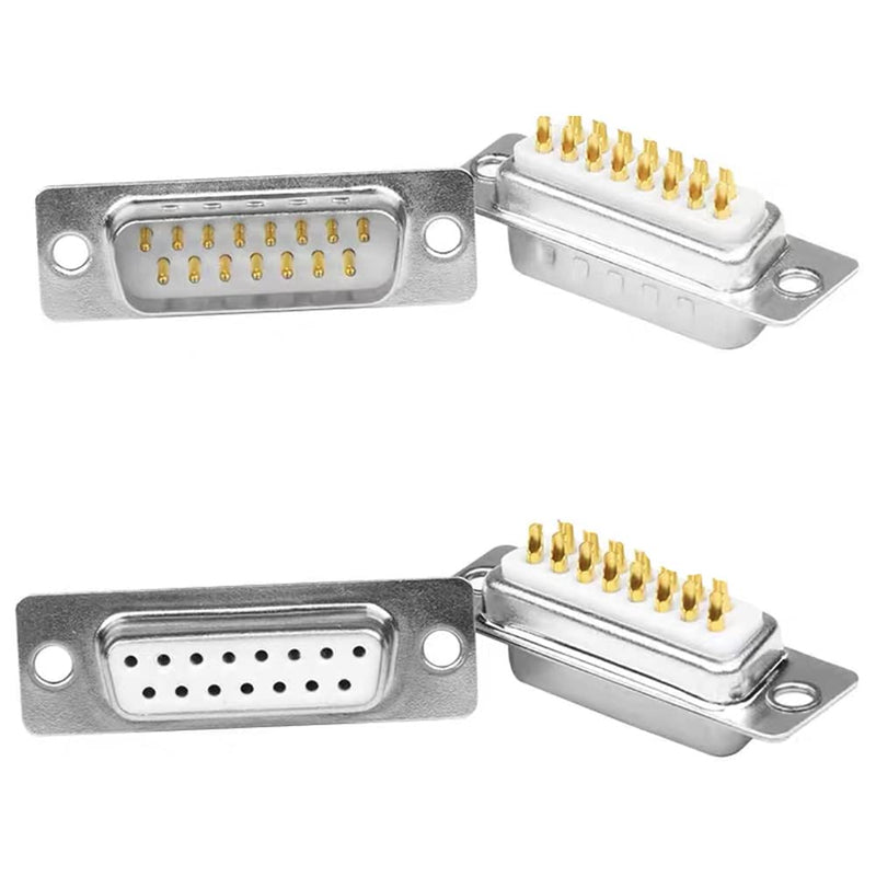 [Australia - AusPower] - Jienk 10PCS DB15 RS232 Serial D-SUB Solder Cup Connectors, Gold Plated Joints RS232 Serial Port 15Pin D Sub Couplers(Male x 5, Female x 5) 