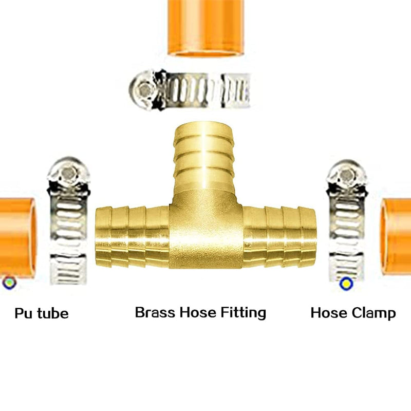 [Australia - AusPower] - Joywayus 1/4" ID Hose Barb Tee T shaped 3 way Union Fitting Intersection/Split Brass Water/Fuel/Air 6.5mm(1/4") 