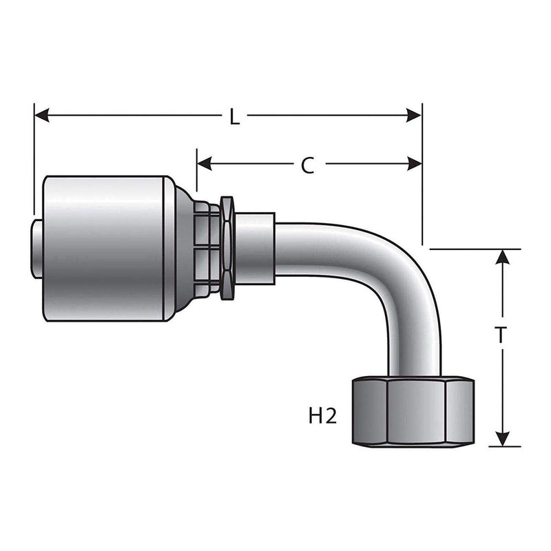 [Australia - AusPower] - Gates G25180-1012 Female JIC 37 Flare Swivel - 90 Bent Tube (MegaCrimp) 