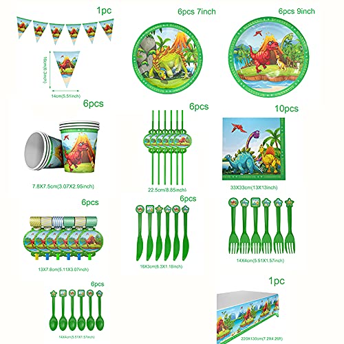 [Australia - AusPower] - 6 Sets Dinosaur Theme Tableware Paper Plate Cup Napkins Boy Happy Birthday Party Decor Kids Jurassic World Party Jungle Safari Birthday 