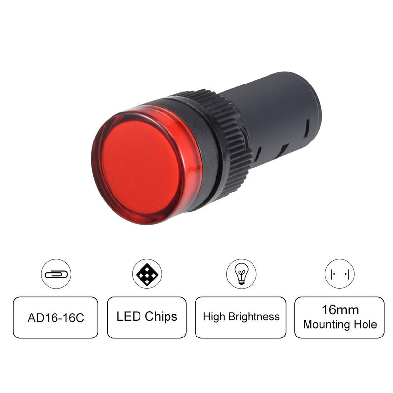 [Australia - AusPower] - uxcell 5Pcs Red Indicator Light AC/DC 24V, 16mm Panel Mount, for Electrical Control Panel, HVAC, DIY Projects 