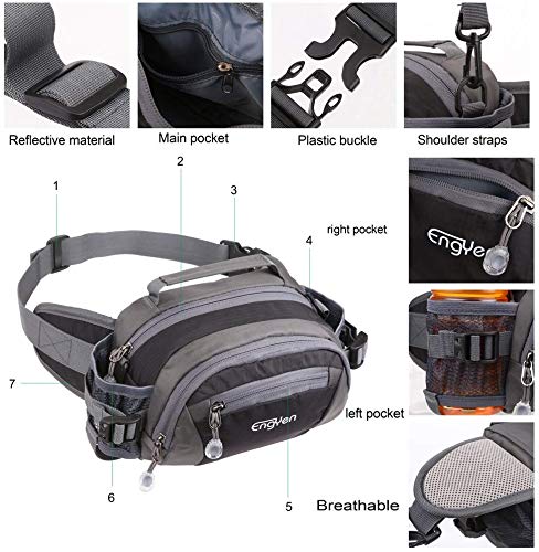 [Australia - AusPower] - ENGYEN Fanny Pack Waist Bag for Women Men, running packs gear with Phone Water Bottle holder Adjustable belt, for Travel Workout Hiking, carrying iPhone money, multi colors… (black) black 