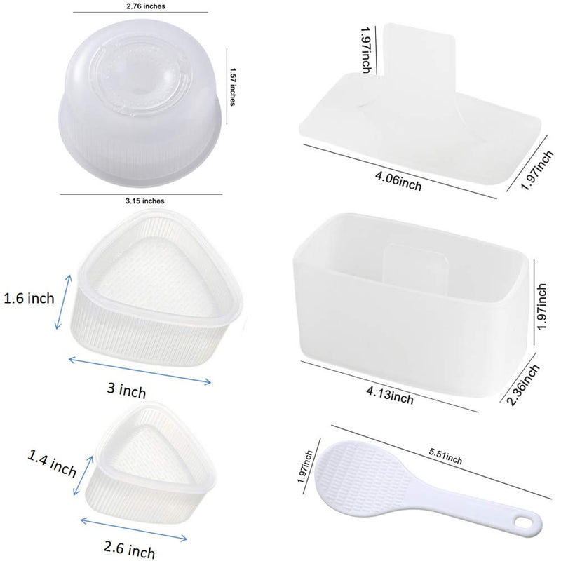 [Australia - AusPower] - 4 Pack Sushi Maker Kit, Non Stick Musubi Maker with Little Rice Paddle, Onigiri Triangle Sushi Press (Large & Small), Donut Rice Shaper Mold DIY Tool 