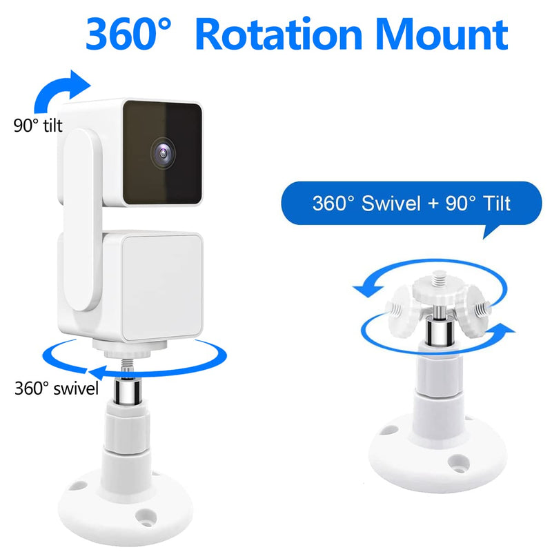 [Australia - AusPower] - Wall Mount for Wyze Cam Pan V3 & Wyze Cam V3 & Wyze Cam Outdoor, 2 Pack 360 Degree Swivel Adjustable Wall Mount Bracket for Wyze Outdoor Indoor Camera System (Wyze Camera is NOT Included) White 