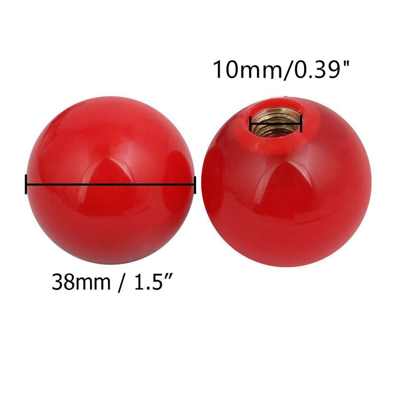 [Australia - AusPower] - COMOK Red 5pcs 38mm Diameter 10mm Hole Diameter Mounded Threaded Handling Round Ball Knob 