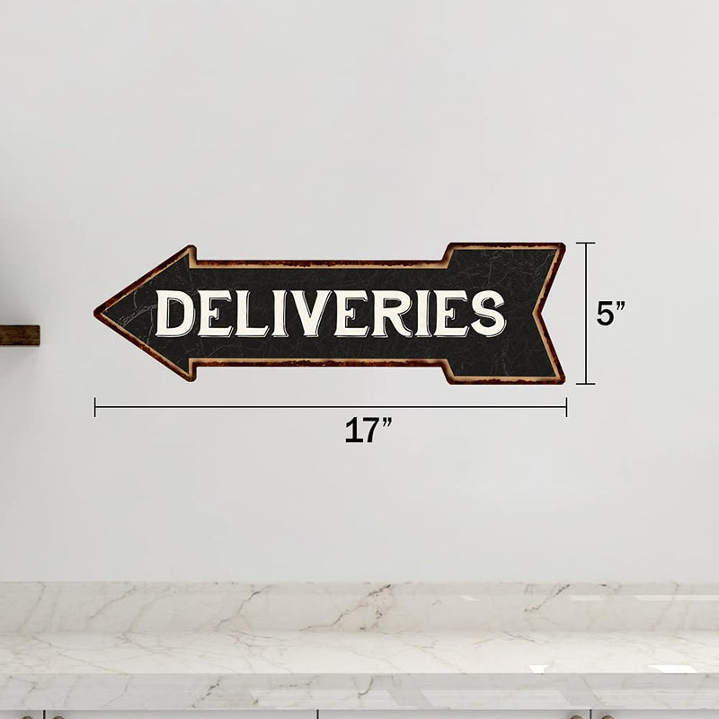 [Australia - AusPower] - Delivery Sign Left Arrow Vintage Package Deliveries Signs Drop Off Deliver Parcel Here Business Packages Plaque 5x17 Metal 205170004019 