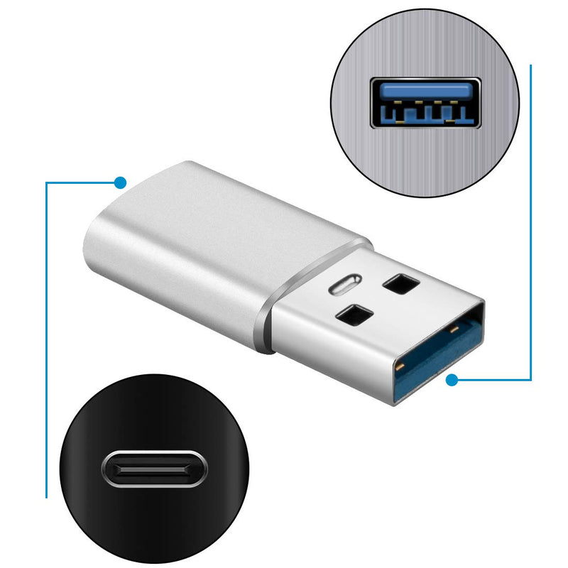 [Australia - AusPower] - Geekria USB 3.1 to USB-C Data Sync & Charger Adapter for PC, Laptop, Tablet, Flash Disk, External Hard Drive, USB Male to Type-C Female Converter for Charging and Data Transmission (2 Pack) 