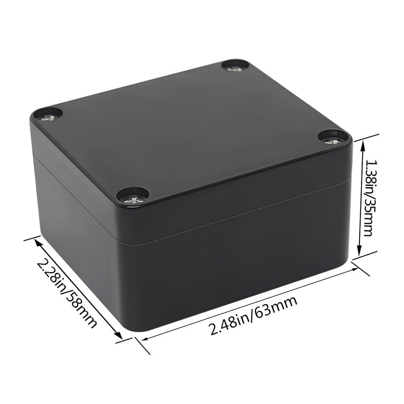 [Australia - AusPower] - LeMotech ABS Plastic Electrical Project Case Power Junction Box, Project Box Black 2.48 x 2.28 x 1.37 inch(63 x 58 x 35 mm)(Pack of 2) 2.48"x2.28"x1.37"(Pack of 2) 