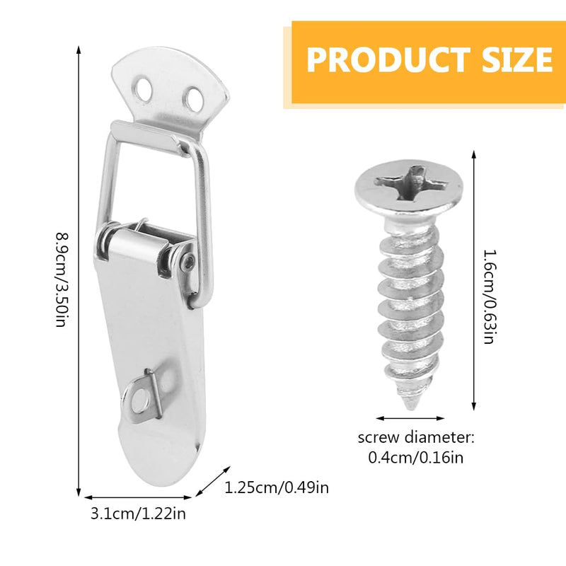 [Australia - AusPower] - 8Pcs Spring Loaded Toggle Latch, Spring Hasp Lock, Stainless Steel Tension Clasp Duck Billed Catch Clamp Clip, with Screws for Door Window Drawer (Silver) Silver 